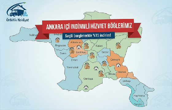 Ankara İçi İndirimli Hizmet Bölgelerimiz